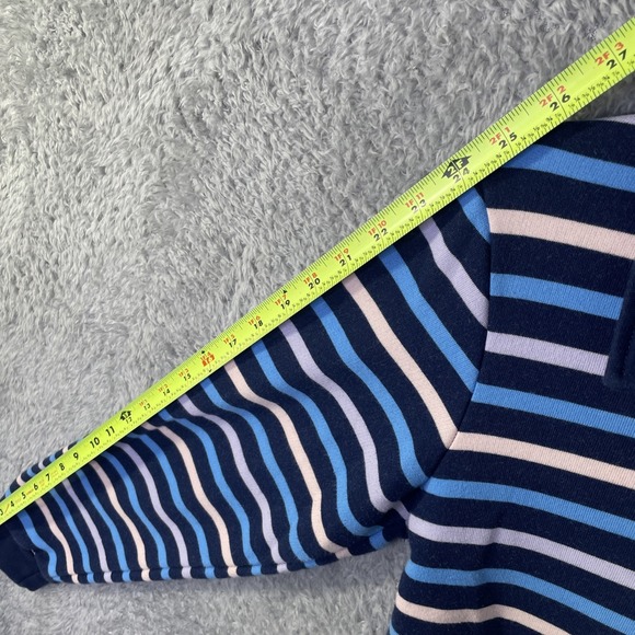 Lands' End Serious Sweats Women's Small 1/4 Zip Sweater Blue Striped Cotton - Picture 8 of 9